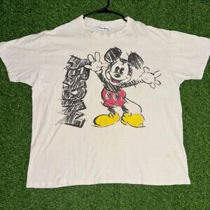 Vintage Cream Jacques Moret Mickey Mouse Sketch Graphic Tee